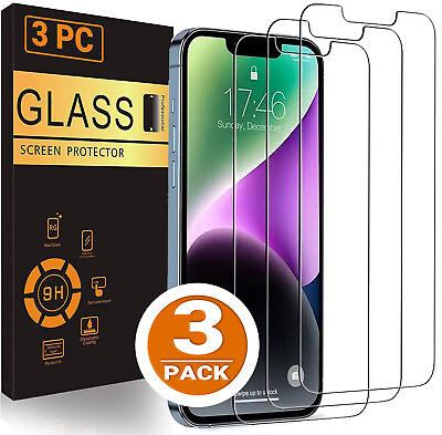3 PACK For iPhone 14 13 12 11 Pro Max XR XS Max Tempered GLASS Screen Protector $5.72