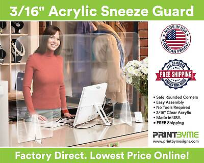 24” X 24” Sneeze Guard Clear Acrylic Plexiglass Countertop Barrier Shield $59.99
