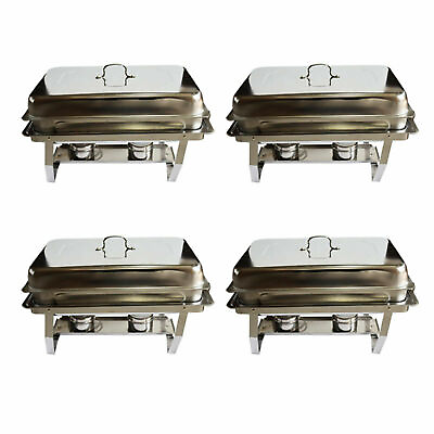 4 Packs 8QT Stainless Steel Chafer Buffet Chafing Dish Set w Foldable Frame New C $319.50
