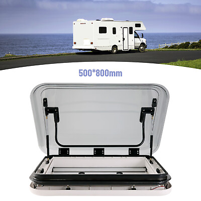 #ad 800*500MM RV Caravan Trailer Roof Window Hatch Skylight Vent Mouth w LED Light $527.68