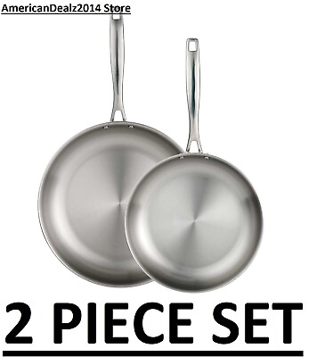 #ad 2 PIECE Tramontina Tri Ply Clad Stainless Steel Fry Pan Set $51.95