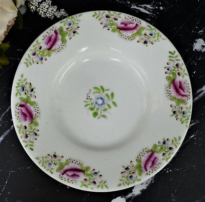 #ad Vintage 8quot; Salad Display Plate Floral Design w. White Red amp; Blue Flowers quot;A51quot; $22.99