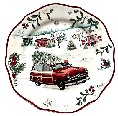#ad Better Homes amp; Gardens Heritage Winter Forest Woody Car 8.75quot; Salad Plate NWT $15.97