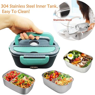 #ad Electric Lunch Box 60W Food Warmer Heated 12V 110V Portable Stainless Steel 304 $26.99