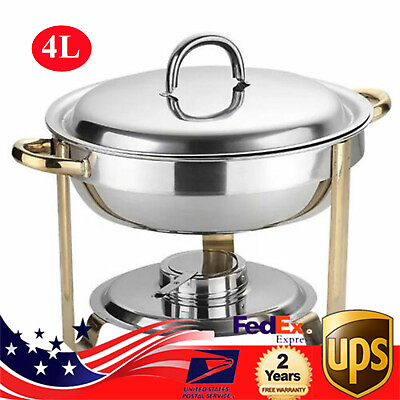 #ad 4L Stainless Steel Chafer Buffet Chafing Dish Set Food Warmer Lid For Catering $24.70