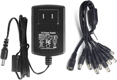 #ad UL Certified AC 100 240V to DC 12V 3A Power Supply Adapter with 8 Way Splitter $22.48