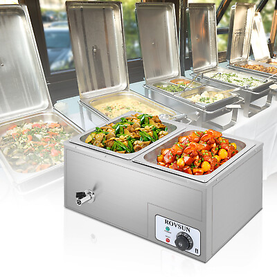 #ad 21QT Commercial Food Warmer 2 Pan Steam Table Buffet Bain Marie Countertop $104.99