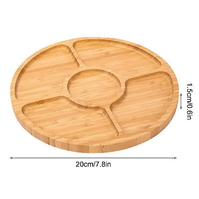 #ad #ad Bamboo Round Food Tray with 5 Compartments Wooden Divided Serving Tray $17.03