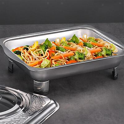 #ad Stainless Steel Food Warmer Buffet Set with Glass Lid Round Food Warming Tray $24.32
