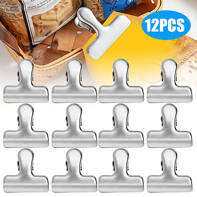 12X Food Bag Clips Kitchen Home Stainless Steel Durable Storage Sealing Clamp US $11.98