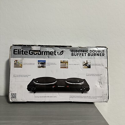 Elite Gourmet Double Flat Burner Electric Buffet Burner 1500w Griddle Hot Plate $29.99