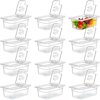 #ad #ad 12 Pack 1 4 Size 4#x27;#x27; Deep Polycarbonate Food Pan with Lid Clear Stackable Pla... $119.49