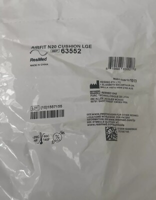 #ad #ad ResMed AirFit N20 Replacement Cushion 63552 Size Large NEW SEALED $15.99