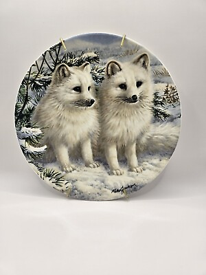 #ad Royal Grafton Artic Fox Cubs Bradex Collector Plate . Decorative $20.00