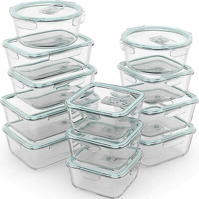 Razab Glass Food Storage Containers with Airtight Lids Microwave Safe Set of 24 $37.99