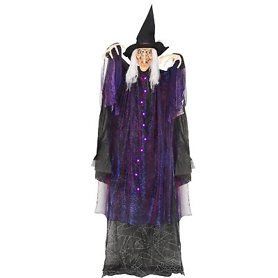 #ad Halloween Witch Props 6FT Hanging Animated Witch with Red LED Glowing Eyes ... $51.22