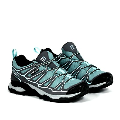 Salomon X Ultra Prime CS WP Artic Aruba Blue Womens Hiking Walking Shoe Size 9 $77.99