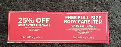 #ad #ad BATH AND BODY WORKS 25% OFF amp; FFREE BODY CARE COUPON EXPIRES 5 12 2024 $13.99