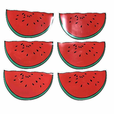 #ad 6 Vintage Watermelon Placemat Set Vinyl Fruit Table Mats Summer DHF 19x11 $20.99
