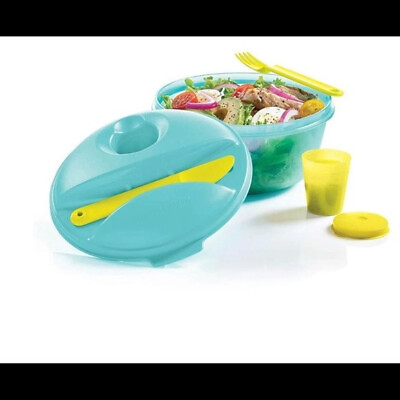 #ad Tupperware Salad On the Go with Dressing Cup Knife Fork BPA FREE Lunch Container $19.95