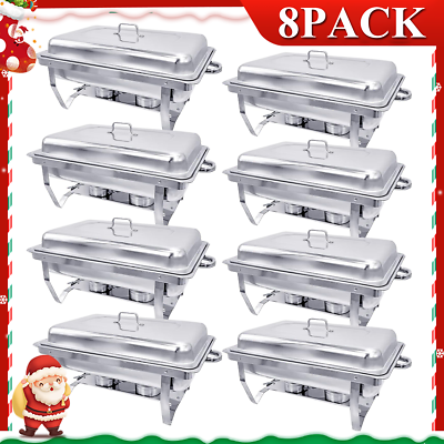 #ad Stainless Steel Chafing Dish Buffet Set Catering Chafer with Foldable Frame 8QT $189.99