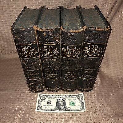 #ad #ad Hill#x27;s Practical Reference Library of General Knowledge 1905 4 Vol Antique Set $99.99
