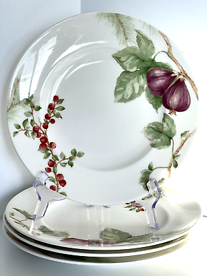 #ad LENOX Salad Buffet Plates WINTER GARDEN Royal Fig Wintergreen 4 USA NEW MINT $48.75