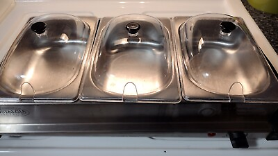 #ad Nostalgia Electrics 3 Station Stainless Deluxe Buffet Server Warmer amp; Tray $22.50