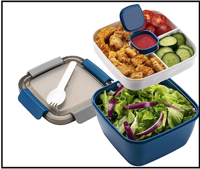 #ad #ad Salad Lunch Container to Go 52 Oz Salad Bowls with 3 Compartments $13.99