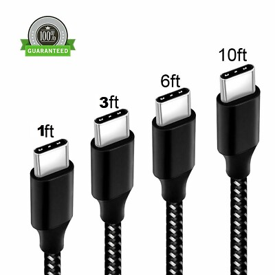 Braided USB C Type C Fast Charging Data SYNC Charger Cable Cord 1 3 6 10FT LONG $5.38