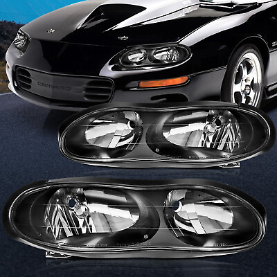 Black Housing For 1998 2002 Chevy Camaro Z28 SS Replacement Headlamps Headlights $88.99