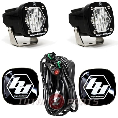 #ad Baja Designs® S1 LED Lights Pair Clear Wide Cornering Rock Guards Wire Harness $254.85
