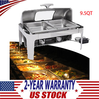 #ad Stainless Steel Roll Top Chafing Dish Set 9.5QT Large Capacity Restaurants Use $152.95