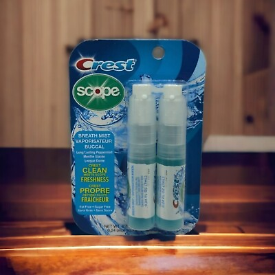 #ad Crest Scope Breath Mist Long Lasting Peppermint Flavor 0.24oz 7mL 2 Bottles $8.99