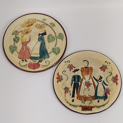Lot Of 2 Pennsbury Pottery Plates Plaques Wall Decor Mother Children Sunflowers $27.95