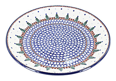 #ad Blue Rose Polish Pottery Rustic Pines Dinner Plate $78.50