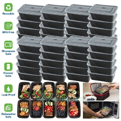 #ad 200Pack Food Storage Container set w Lid 26 Oz Meal Prep BPA Free Microwave Safe $105.39