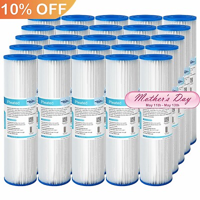 #ad 25 Pack 10quot;x2.5quot; Whole House System Pleated Sediment Water Filter 5 20 50 Micron $8.09