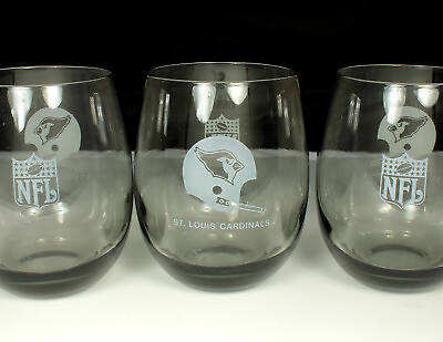 3 ST LOUIS CARDINALS NFL Glasses 1971 73 Football 12oz Roly Poly Bar Whiskey $14.99