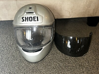 #ad Shoei RF 800 motorcycle helmet XL Silver Gray DOT Snell w Clear Black Shields $29.99