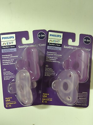 #ad 2 Philips Avent Soothie Heart Pacifier Pink Purple 0 3 m 2 Pack $12.99