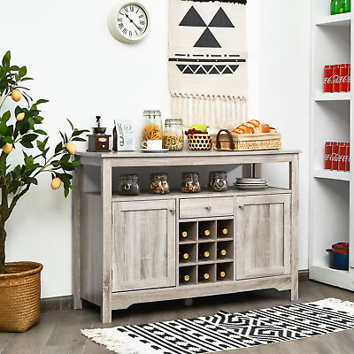 Buffet Server Sideboard Wine Cabinet Console Table w Adjustable Shelf Home Grey $158.38