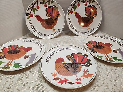 #ad #ad Pottery Barn Melamine Thanksgiving Turkey Plates Set of 5 $25.00