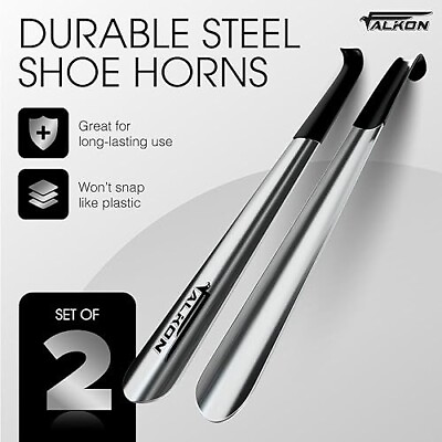 #ad NEW Long Metal Shoe Horn Set 16.5quot; Shoe Horn Long Handle for Seniors 2 Pack $10.99
