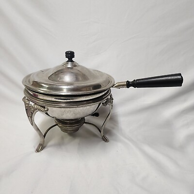 #ad Chafing Dish Set with Burner Silver Plate Unmarked $39.88