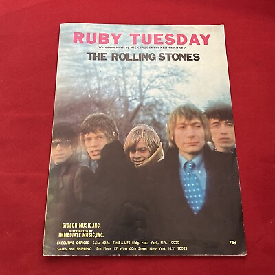 #ad Vintage Rolling Stones Ruby Tuesday Gideon Sheet Music 1967 Rare HTF $34.99