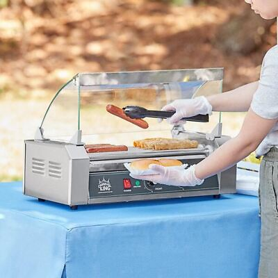 Carnival King HDRG12 12 Hot Dog Roller Grill with 5 Rollers and Glass Sneeze Gua $148.44