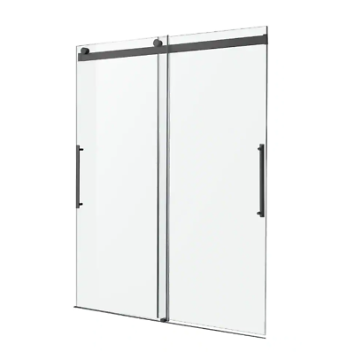 ANZZI Alcove Shower Door 60quot; x 76quot; Sliding Frameless Matte Black w Clear Glass $474.16