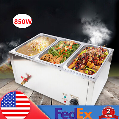 #ad #ad 3 Pan 850W Commercial Electric Food Warmer Buffet Steam Table Stainless Steel $104.50
