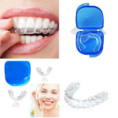 4pcs Moldable Teeth Whitening Trays Mouth Guard Grinding Teeth Blue Case $7.99